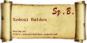 Szécsi Balázs névjegykártya