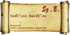 Szécsi Balázs névjegykártya